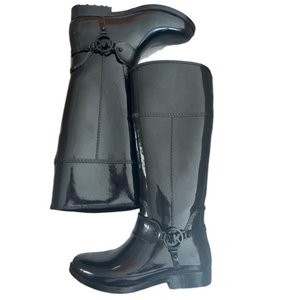 Michael Kors tall black rubber rainboots size 7